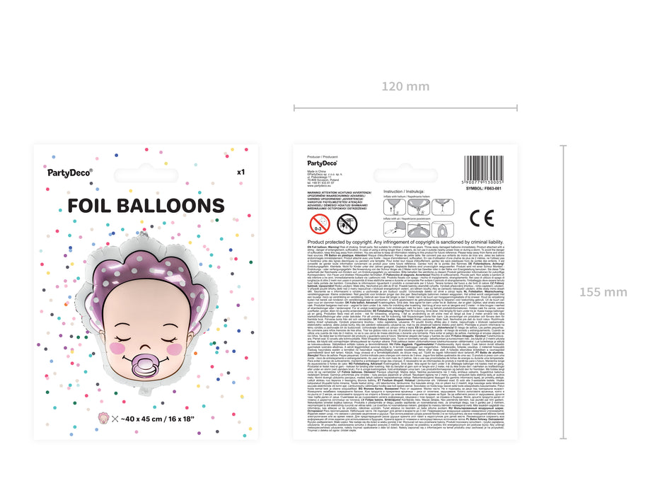 ABC18 Folienballon "Baby Girl" | Ø 45 cm