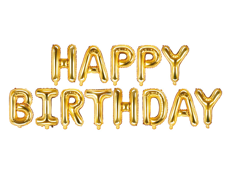 Ballongirlande "HAPPY BIRTHDAY" 340x35cm | Gold