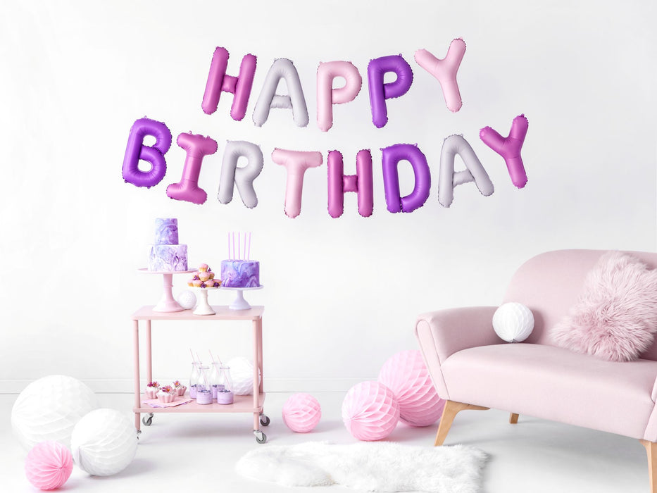 Ballongirlande "HAPPY BIRTHDAY" 340x35cm | Pink Lila