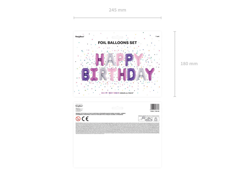 Ballongirlande "HAPPY BIRTHDAY" 340x35cm | Pink Lila