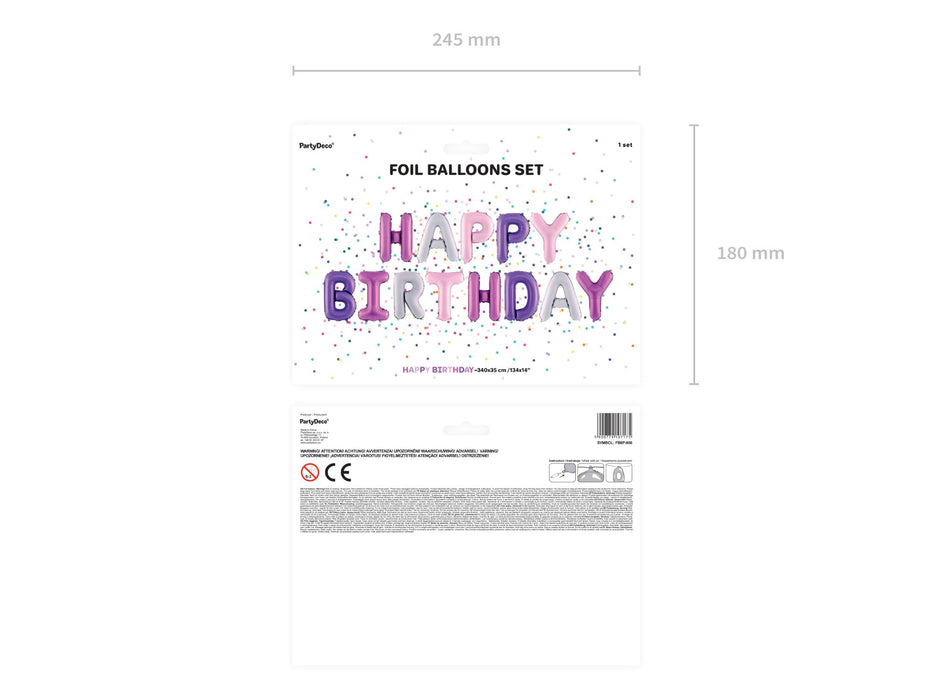 Ballongirlande "HAPPY BIRTHDAY" 340x35cm | Pink Lila