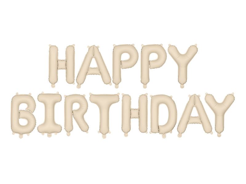 Ballongirlande "HAPPY BIRTHDAY" 340x35cm | Beige