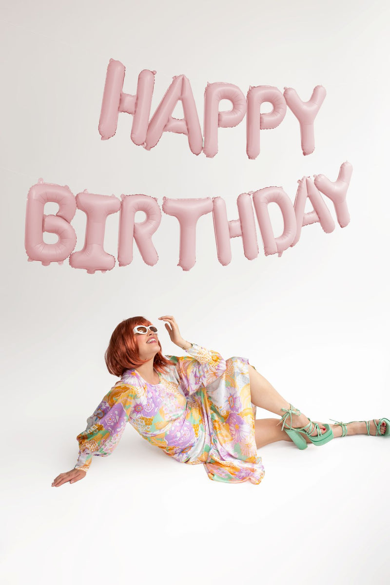 Ballongirlande "HAPPY BIRTHDAY" 340x35cm | Rosa