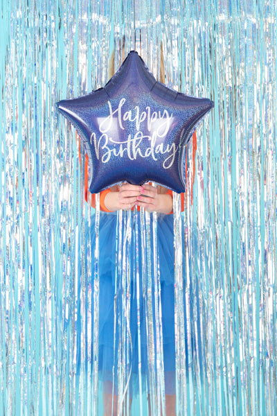 18"/Ø45cm Stern Folienballon "Happy Birthday" | Blau