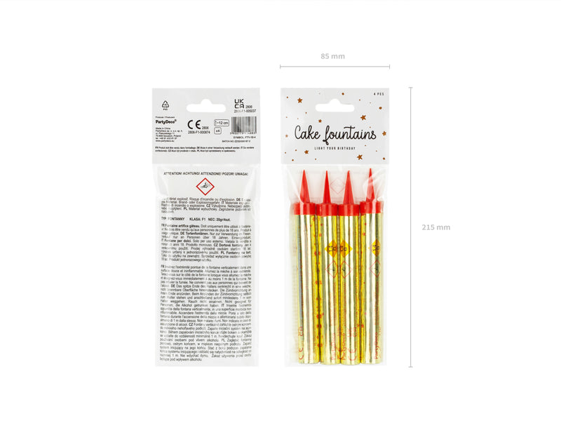 Tortenfontäne Eisfontäne Gold, 12cm | 4 Stück