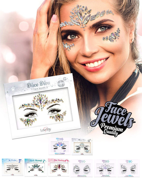 Face Jewels - Selbstklebende Glitzersteine Gesicht Körper Festival Karneval