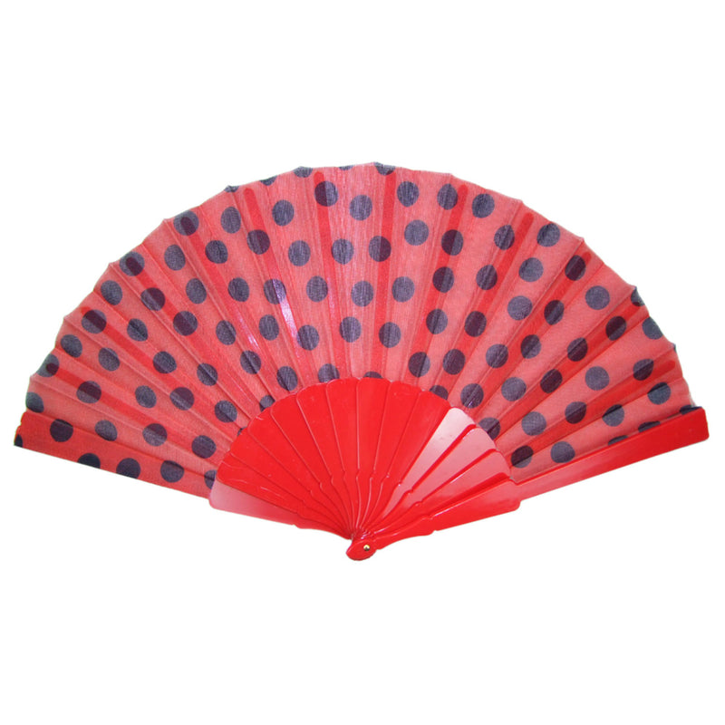 Fifties Fächer mit Punkten | Rot Schwarz