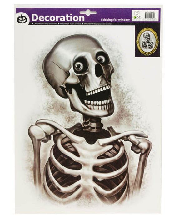 Halloween Fensterbild "Lachendes Skelett | Schreiende Frau" - 29 x 40 cm | Varianten Deko
