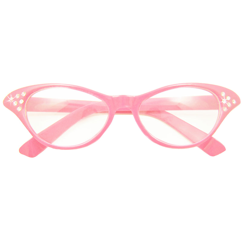 Fifties Cateye Brille "Diamond" mit Strass | Rosa