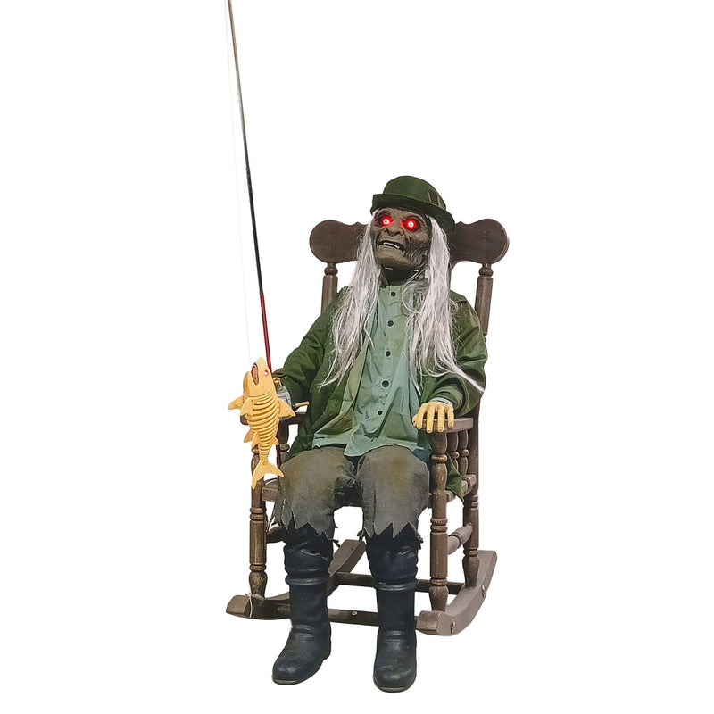 Halloween Standfigur "Freddy im Schaukelstuhl" - Animatronic | 185 cm