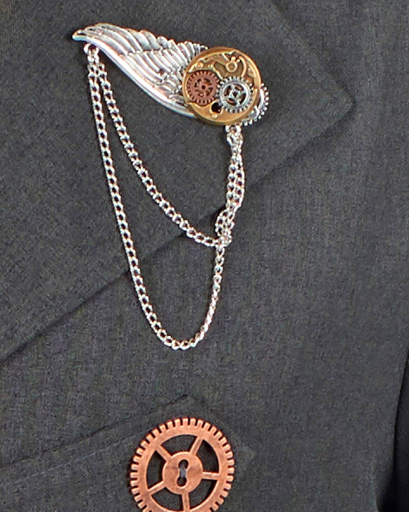 Flügel Brosche zum Steampunk Kostüm - 414014 | Bronze