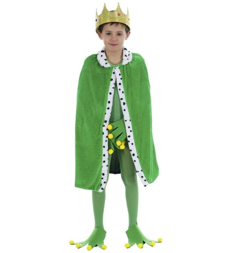 Froschkönig Kostüm für Kinder | Umhang, Hand- und Fußüberzieher