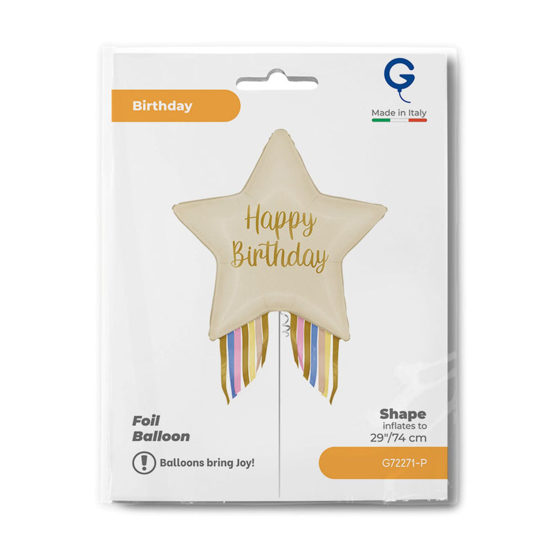 29" Folienballon Shape Stern Happy Birthday | 74 cm