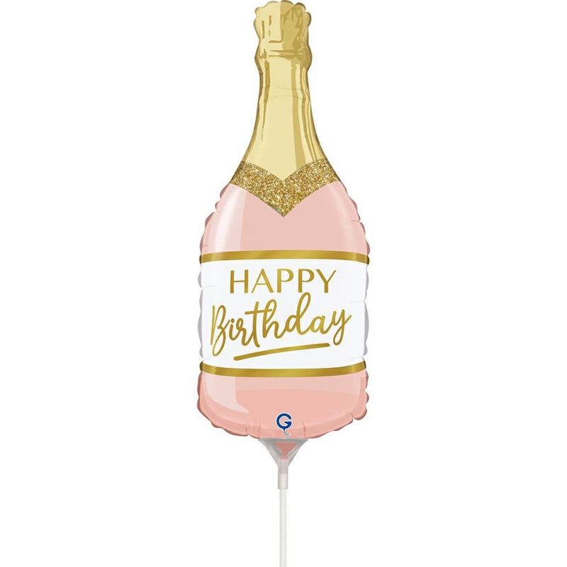 14" Miniloon "Flasche Happy Birthday" | Rosa (unverpackt)