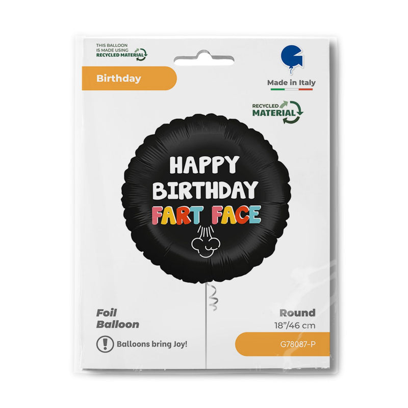 18"/Ø46cm Folienballon "Happy Birthday" Fart Face