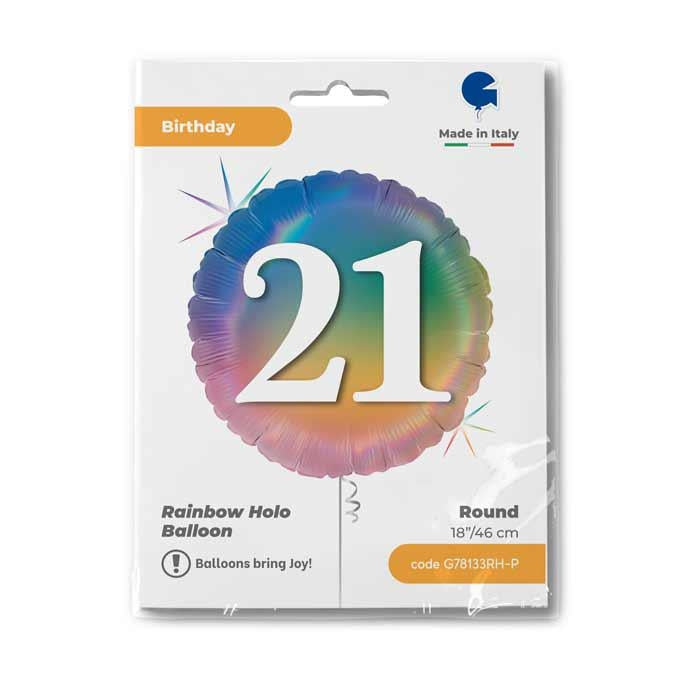 18"/Ø45cm Folienballon "Happy Colourful Rainbow" | #21