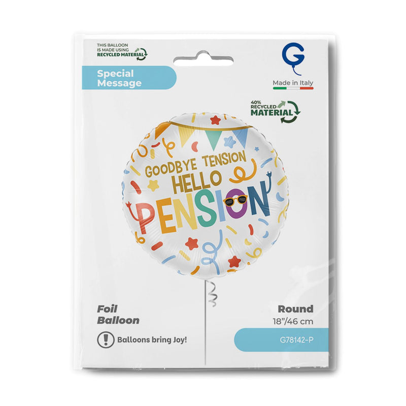 18"/Ø46cm Folienballon "Goodbye Tension Hello Pension"