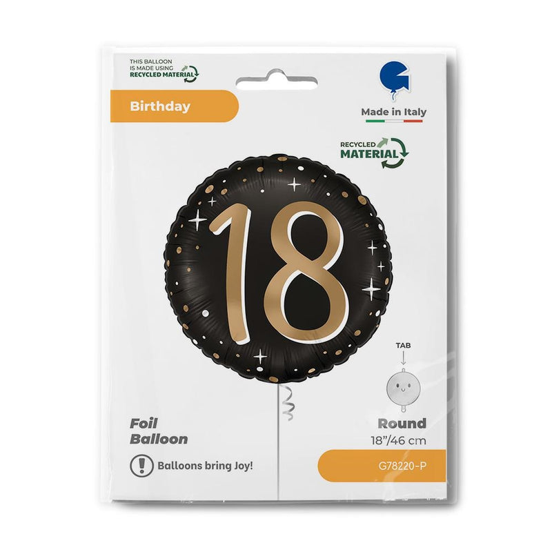 18"/Ø46cm Folienballon "Sparkling Black" | #18