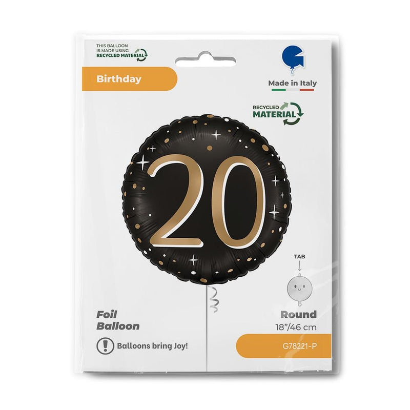18"/Ø46cm Folienballon "Sparkling Black" | #20