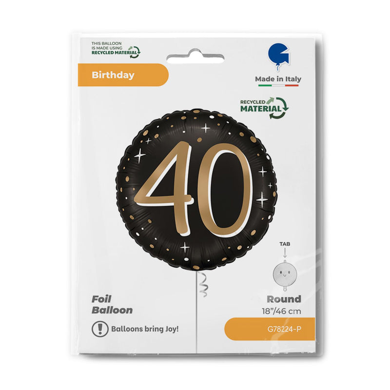 18"/Ø46cm Folienballon "Sparkling Black" | #40