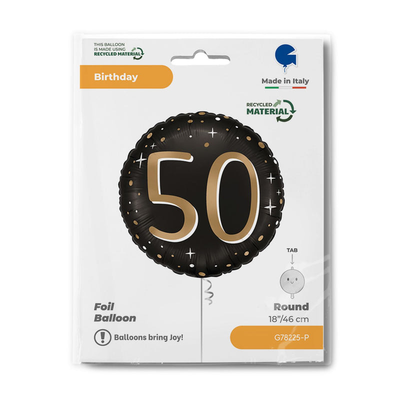 18"/Ø46cm Folienballon "Sparkling Black" | #50