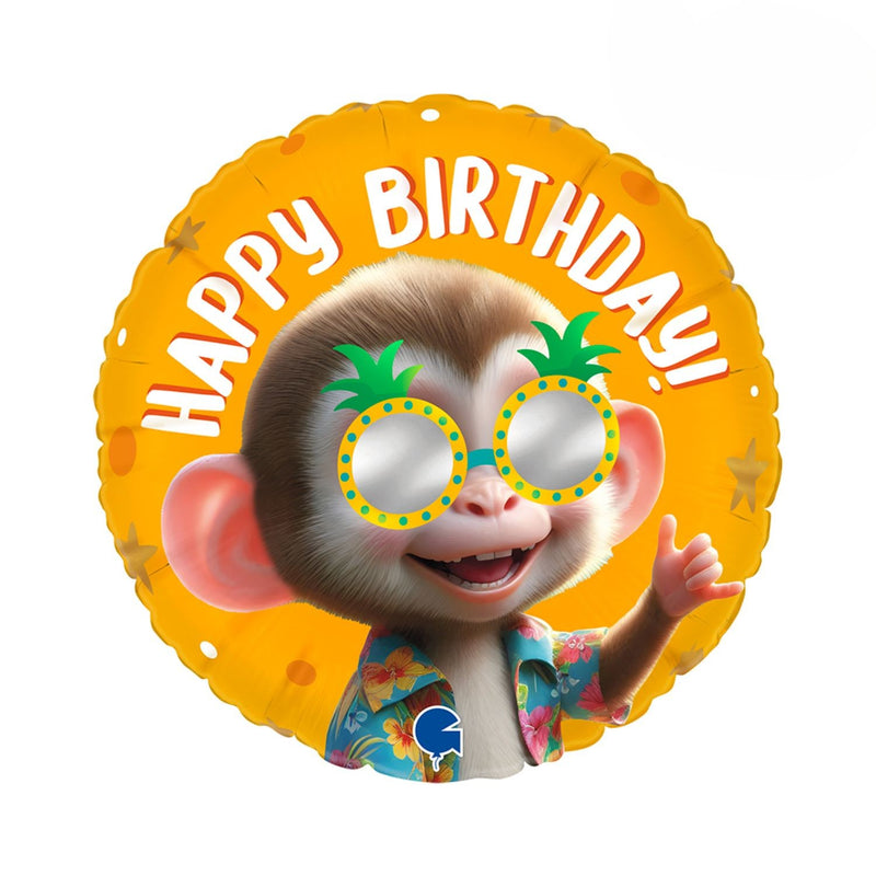 18"/Ø46cm Folienballon Affe "Happy Birthday"