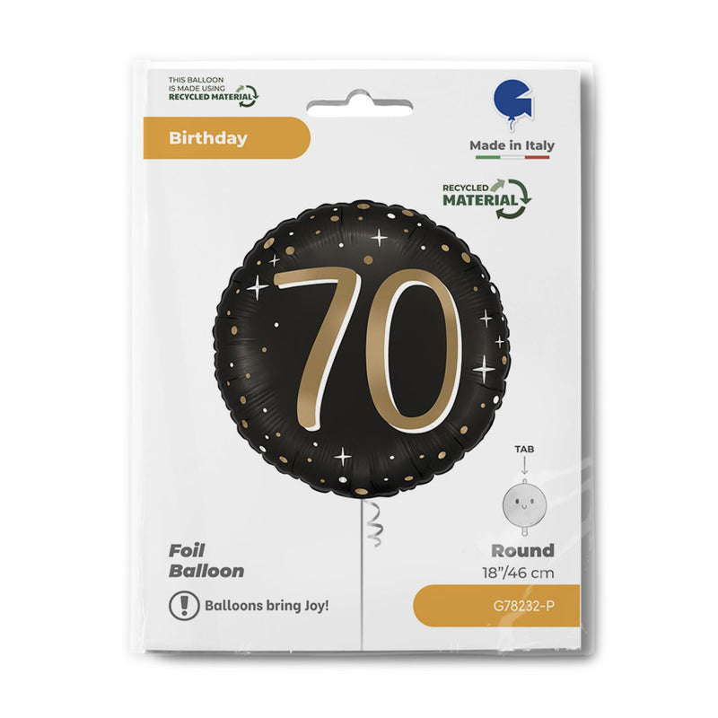 ABC18 Folienballon "Sparkling Black" | Ø46cm #70