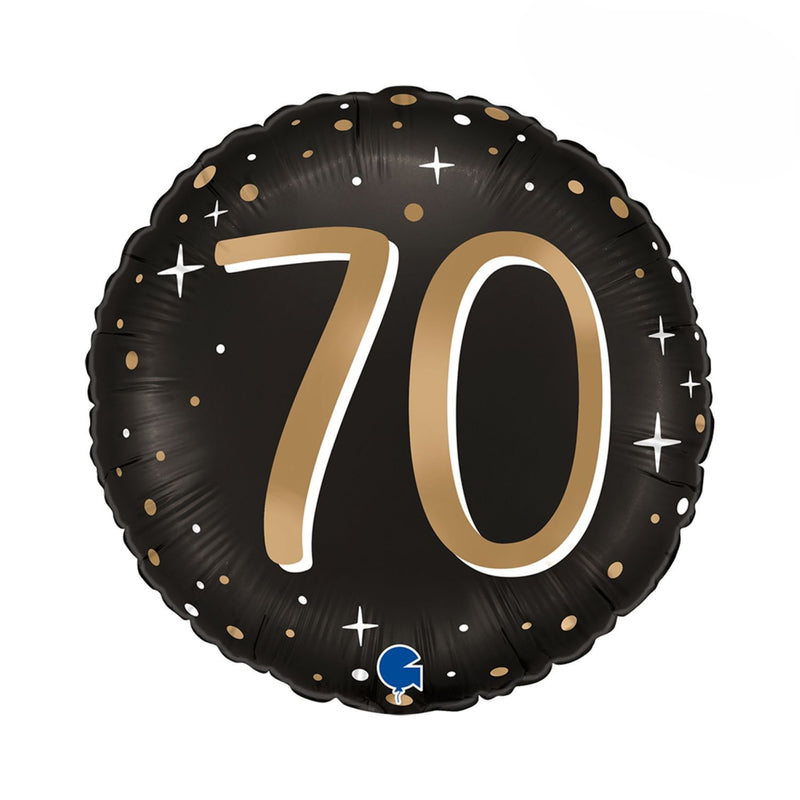 ABC18 Folienballon "Sparkling Black" | Ø46cm #70