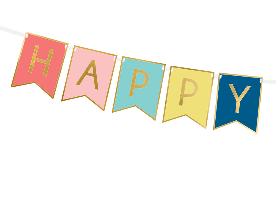 Banner "Happy Birthday" bunt | 15x175cm