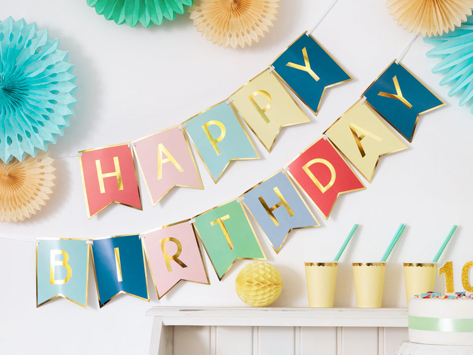 Banner "Happy Birthday" bunt | 15x175cm