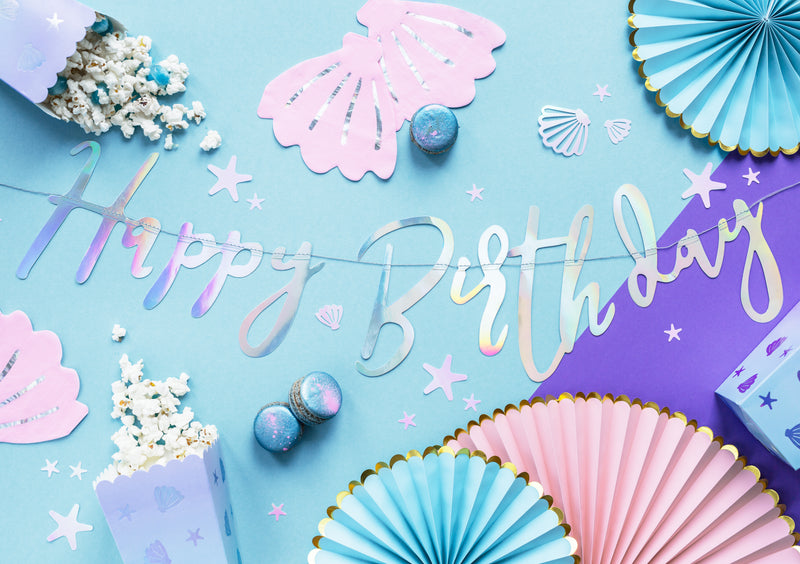 Banner "Happy Birthday" irisierend | 16.5x62cm