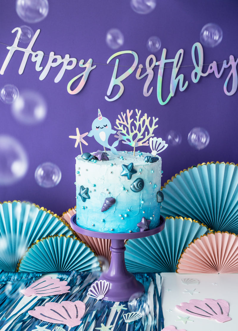 Banner "Happy Birthday" irisierend | 16.5x62cm