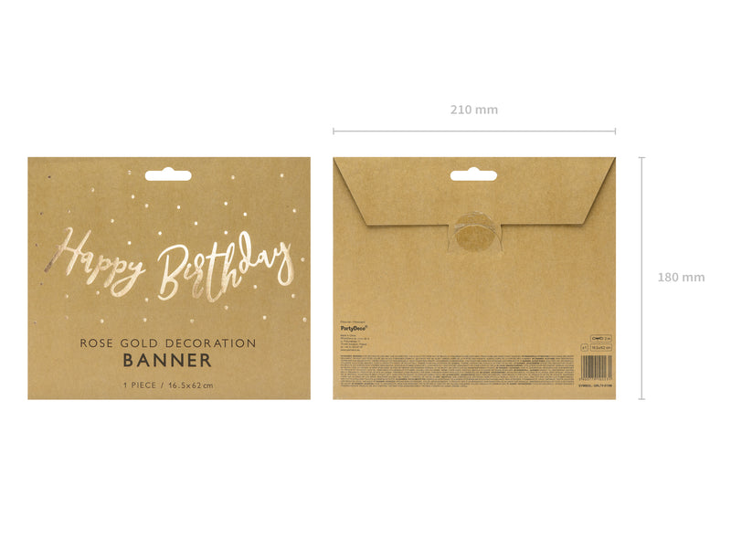 Banner Happy Birthday, gold, 16.5x62cm