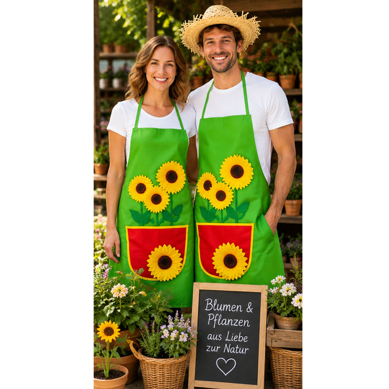 Gärtnerschürze für Damen und Herren | Mit Sonnenblumen Applikationen