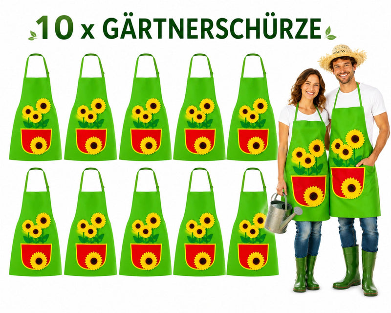 Gärtnerschürze mit Sonnenblumen | 10 Stück