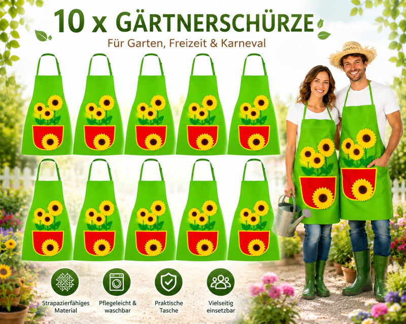 Gärtnerschürze mit Sonnenblumen | 10 Stück