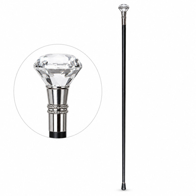 Gehstock aus Metall "Silberknauf Diamond" | Schwarz Silber