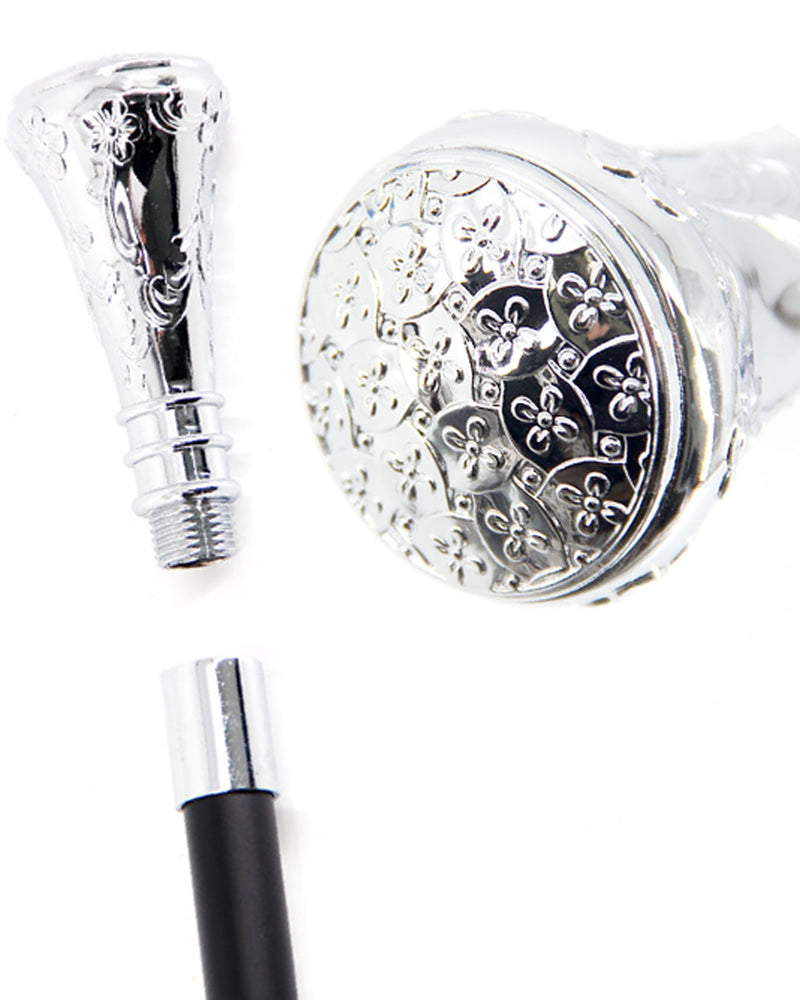 Gehstock aus Metall | Silberner Knauf - 93 cm