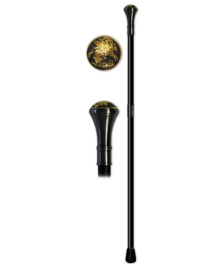 Gehstock aus Metall | Pegasus Gold Schwarz - 93 cm