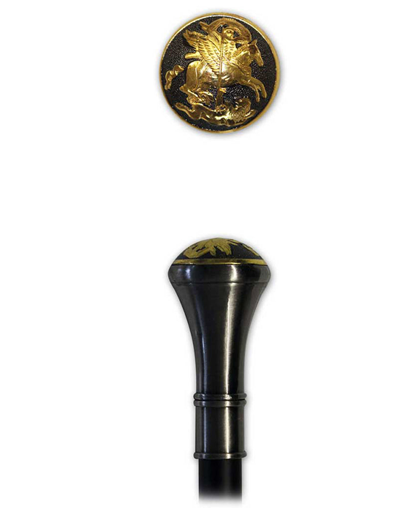 Gehstock aus Metall | Pegasus Gold Schwarz - 93 cm