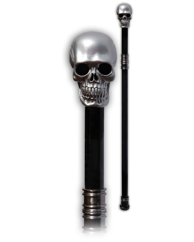 Gehstock aus Metall "Totenkopf" | Silber
