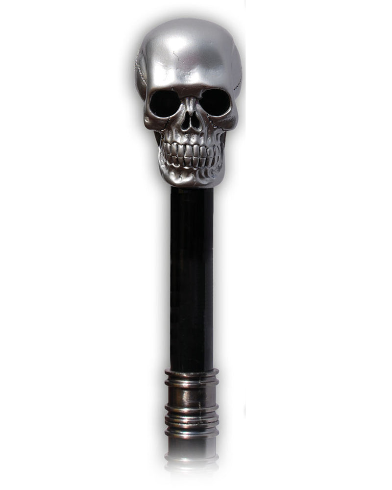 Gehstock aus Metall "Totenkopf" | Silber