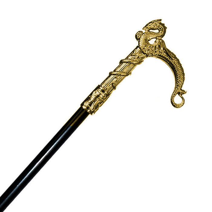 Gehstock aus Kunststoff | Drachen - Schwarz Gold 110 cm