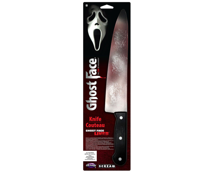 Ghost Face Schlachter Messer - 38 cm | Blutig - Halloween Mörder Waffe