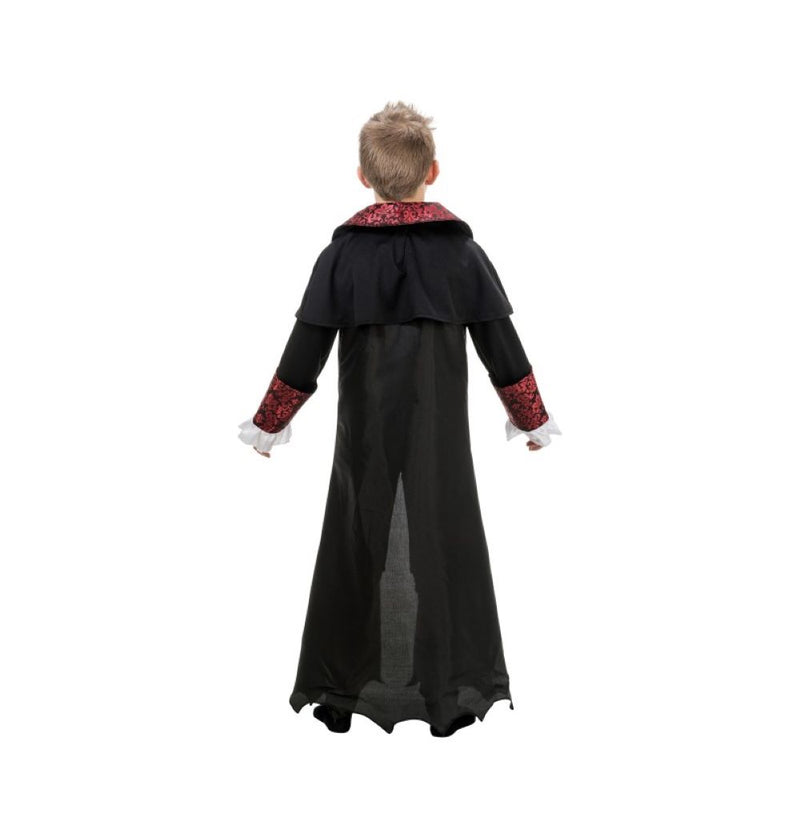 Vampir Kinderkostüm mit Umhang und Jabot | Schwarz Rot
