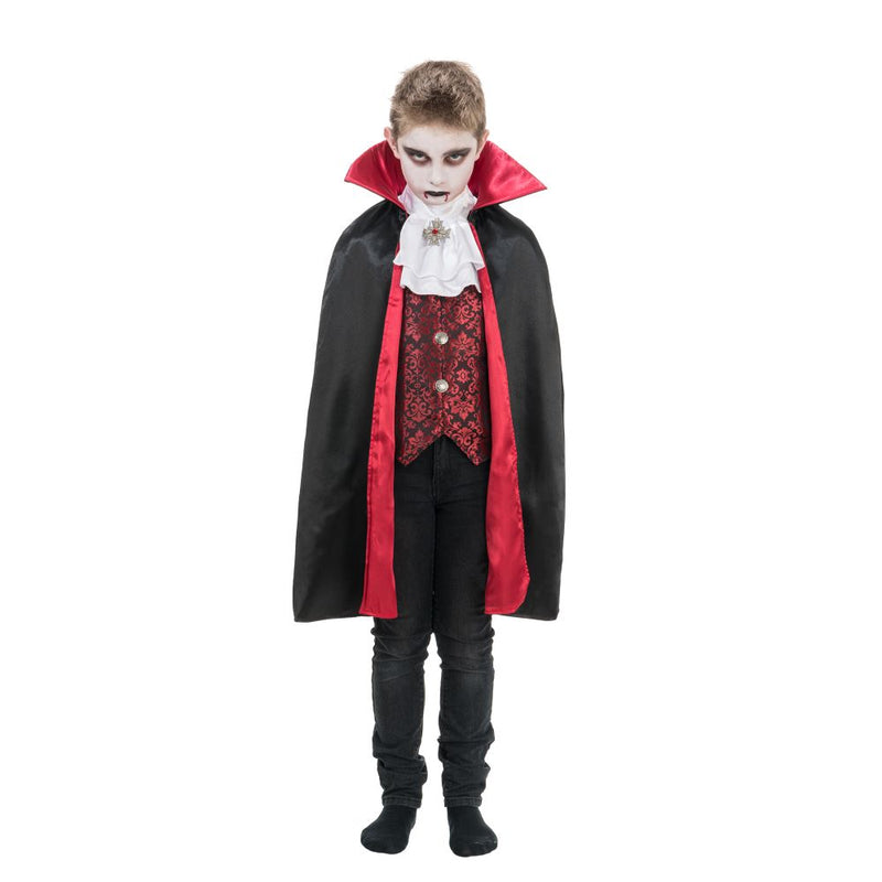 Vampir Kinderkostüm "Theodor" mit Umhang und Weste | Schwarz Rot