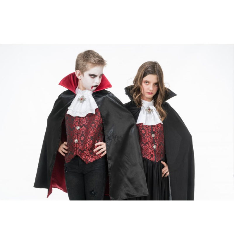 Vampiress Kostüm "Theodora" mit Umhang und Weste | Schwarz Rot