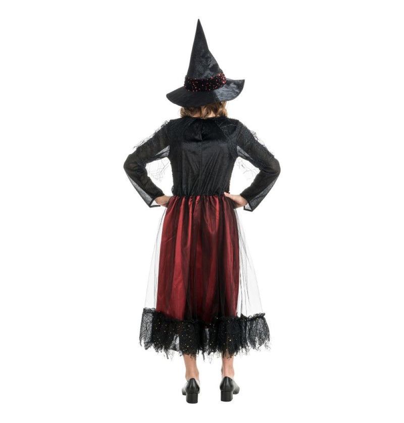 Hexenkostüm "Lucinda" für Mädchen mit Pailletten | Schwarz Burgund