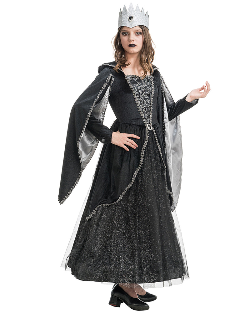 Dunkle Königin Kostüm "Dark Queen" für Mädchen | Schwarz Silber