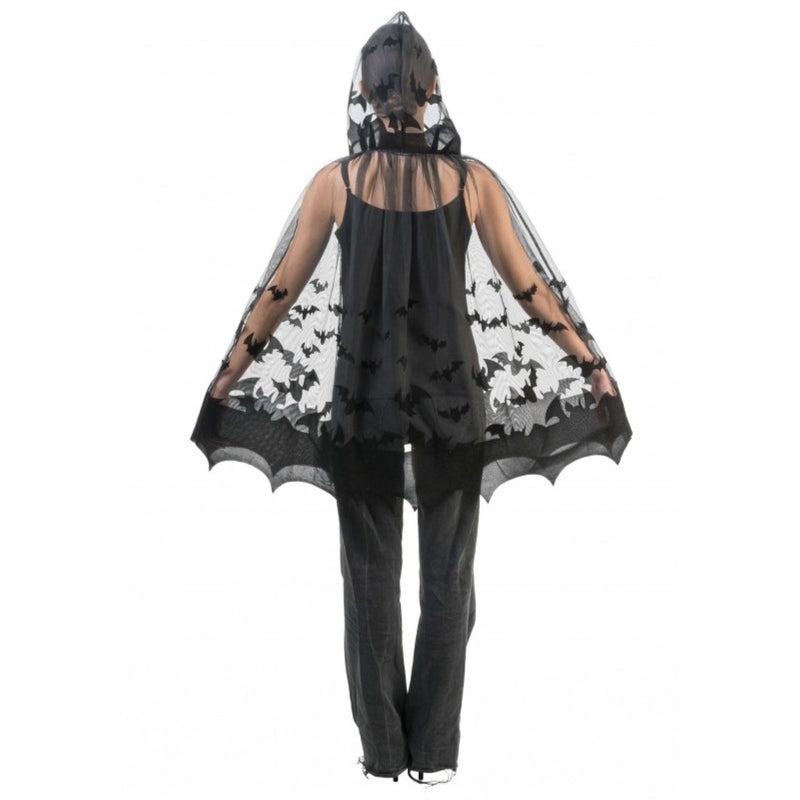 Schwarzer Fledermaus Umhang mit Kapuze | 78 cm